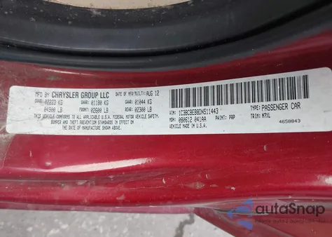 2013 Chrysler 200 Touring из США, поврежденный, VIN 1C3BCBEB8DN511443